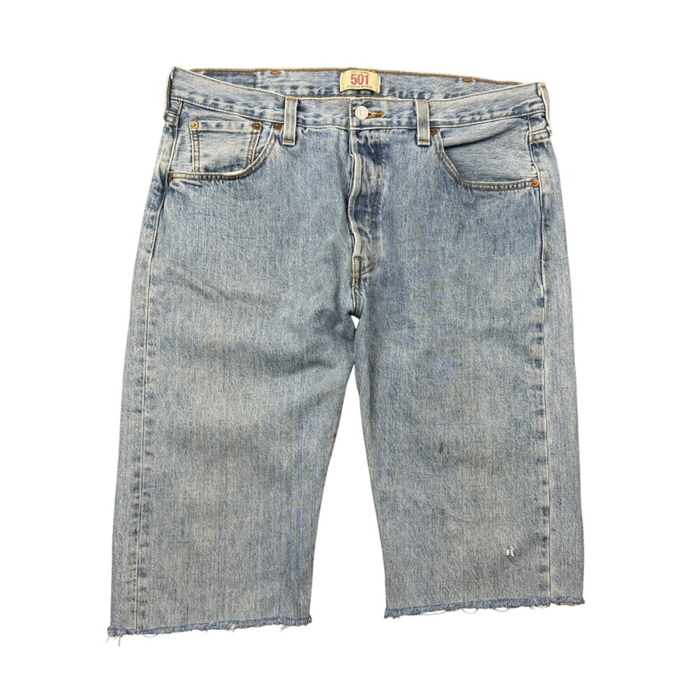Vtg Levis 501 Denim Jorts Shorts Mens 38 Blue Original Button Fly Raw Hem Cutoff